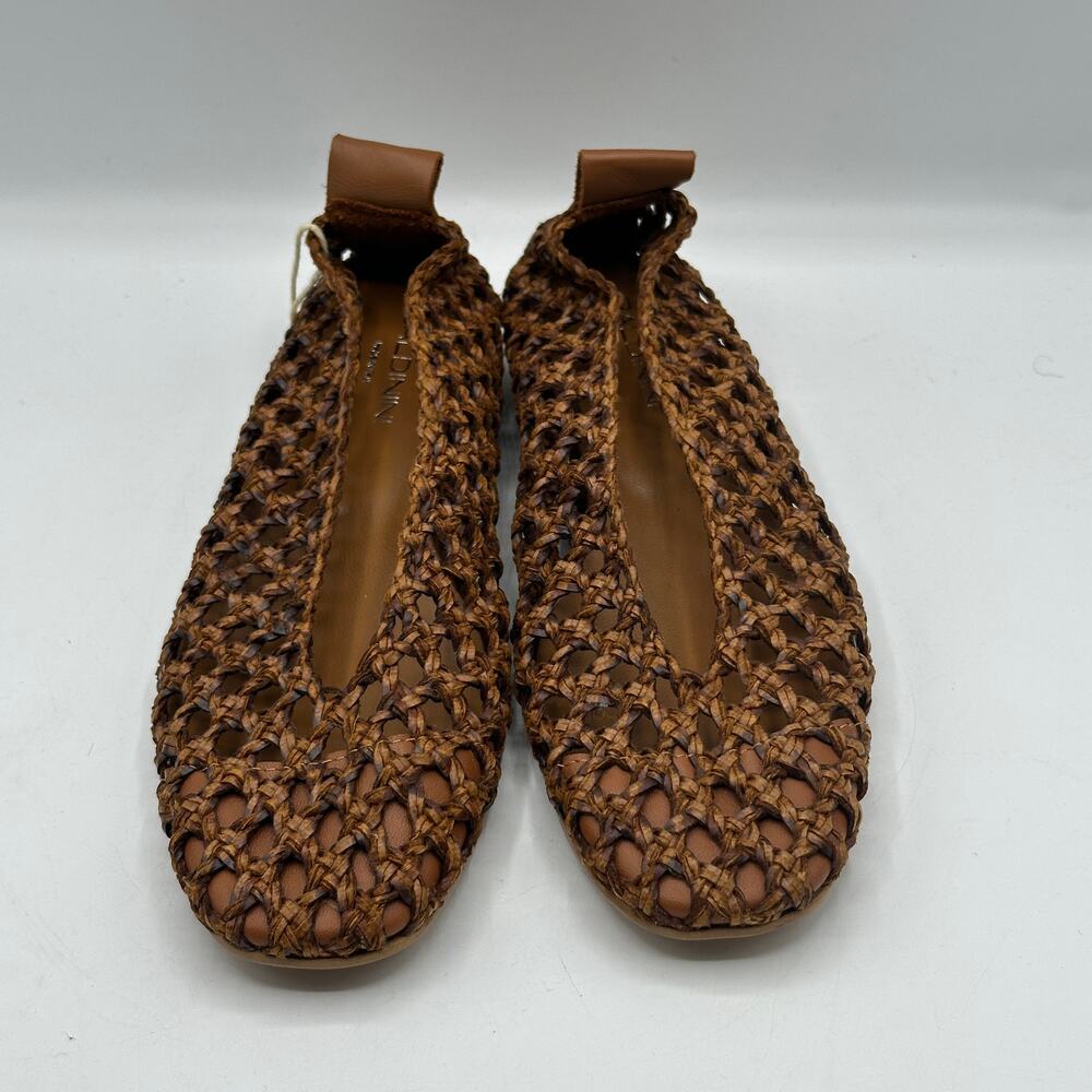 BALDININI Open Woven Leather Basketweave Flats Cognac Brown Sz 35 NWOB $450 - Picture 3 of 7